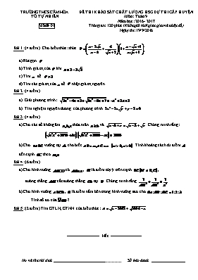 Đề thi khảo sát chất lượng học sinh giỏi dự thi cấp huyện môn Toán học 8 năm học 2015 - 2016